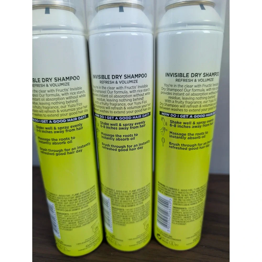 Garnier Fructis Dry Shampoo Unisex 4.4oz Yuzu Fizz New 3Pack